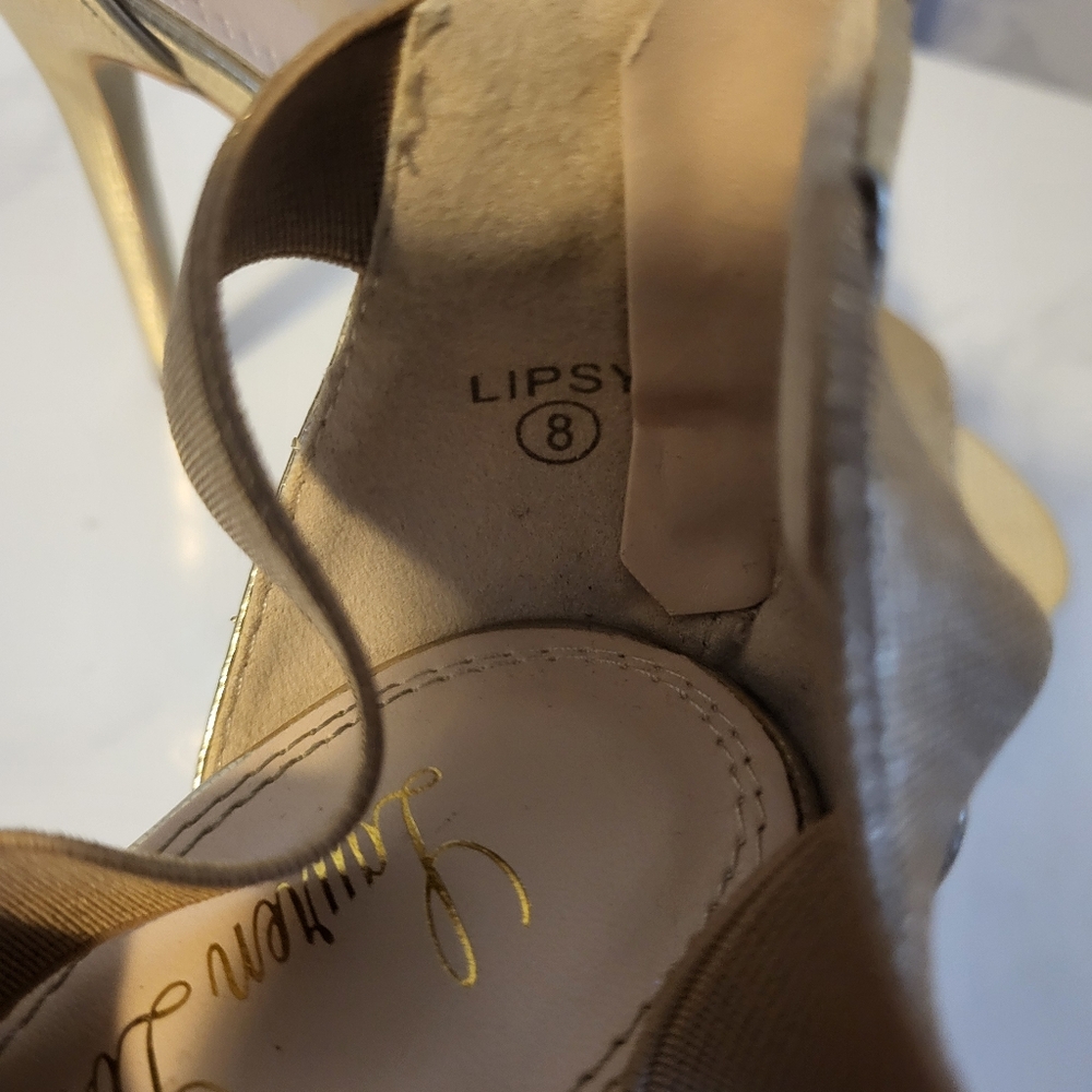 Lauren Lorraine Stiletto Evening Women High Heels Shoes, Size 8, Gold, Party - Picture 10 of 15